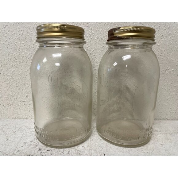 2 Vintage PRESTO SUPREME CLEAR QT Jar RARE PRESTO GLASS INSERT+BUTTERFLY LID - Picture 3 of 6